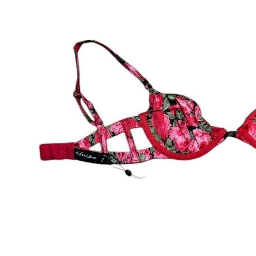 For Love And Lemons Floral Red Pink Underwire Bra - Picture 5 of 6